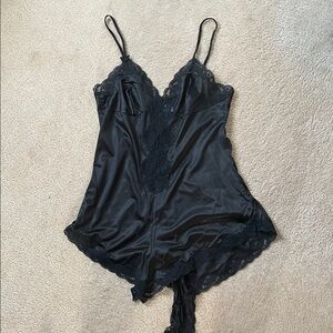 Papillon by Paula Carbone Elegant Black Lace Trimmed Women's Teddy